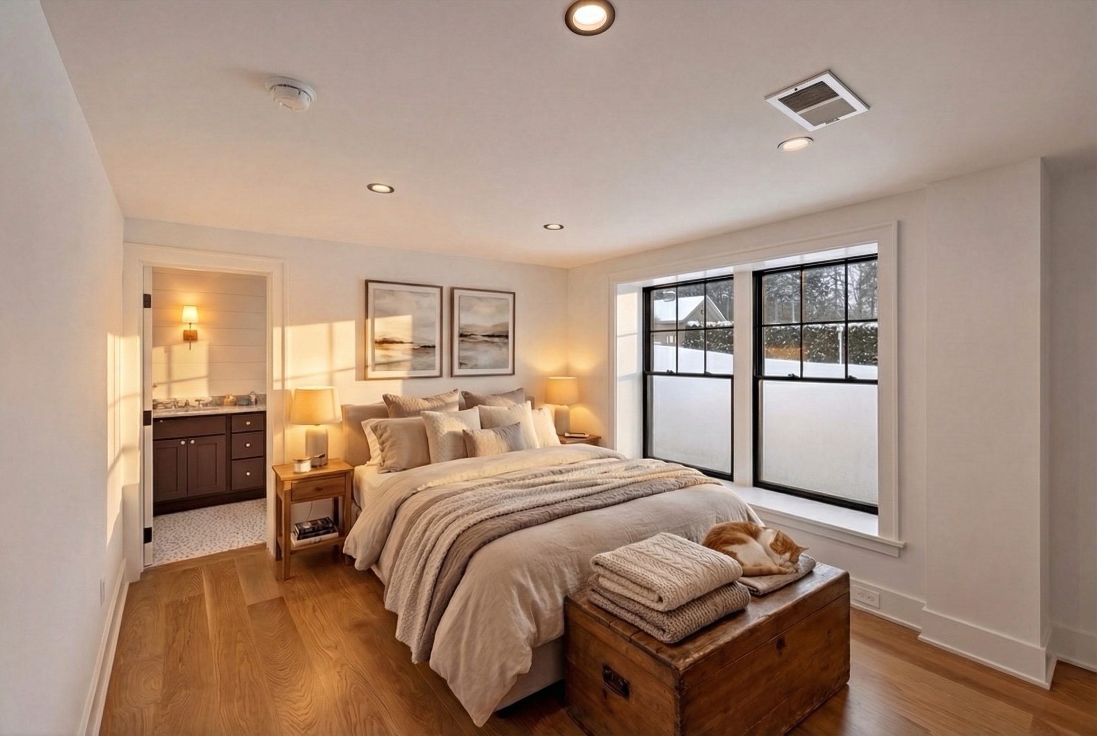 Syracuse virtually staged home — guest bedroom styled for resale